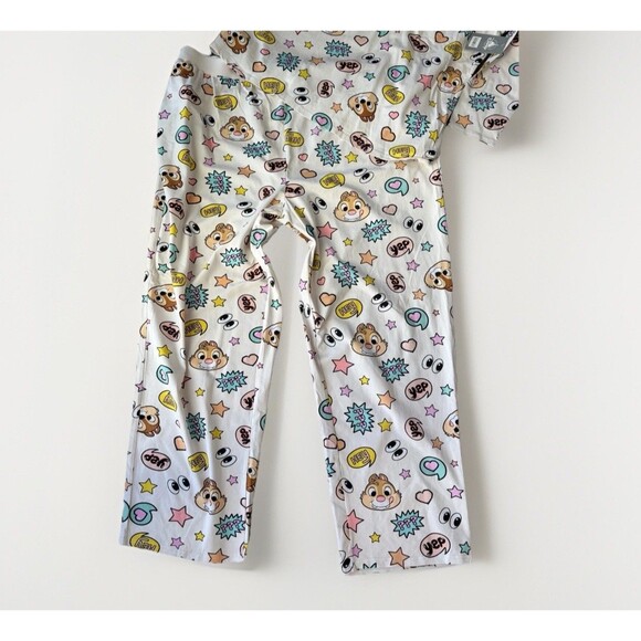 Disney Chip And Dale Women’s Pajama Set Size 1X NWT White Two Piece Organic Cott - Picture 2 of 10